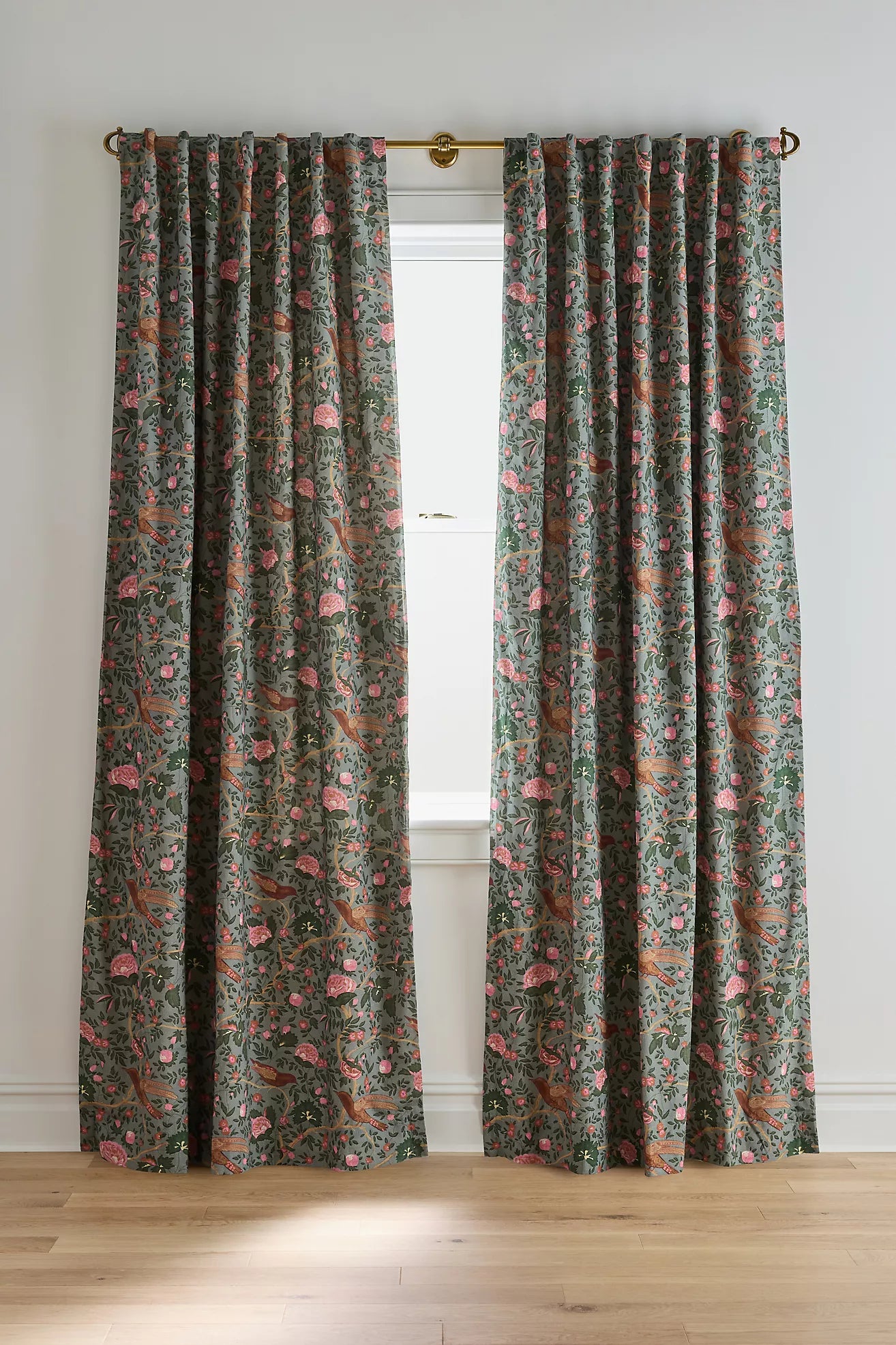 Wren Cotton Bird Print Blackout Curtain
