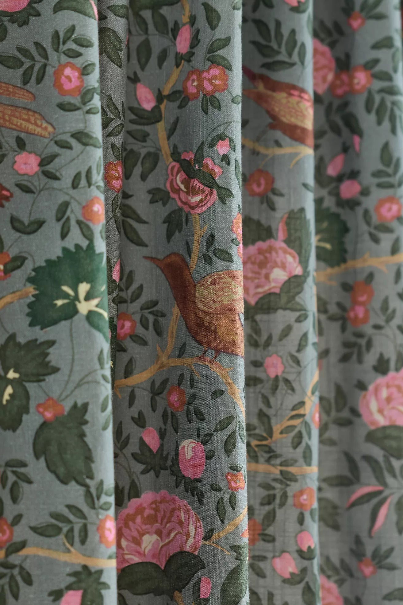 Wren Cotton Bird Print Blackout Curtain