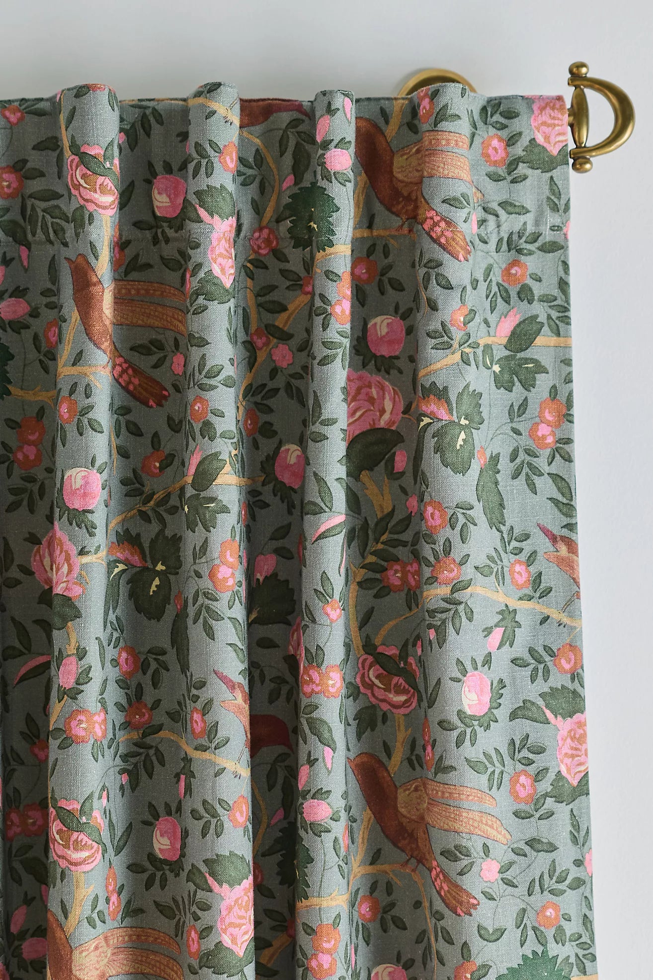 Wren Cotton Bird Print Blackout Curtain