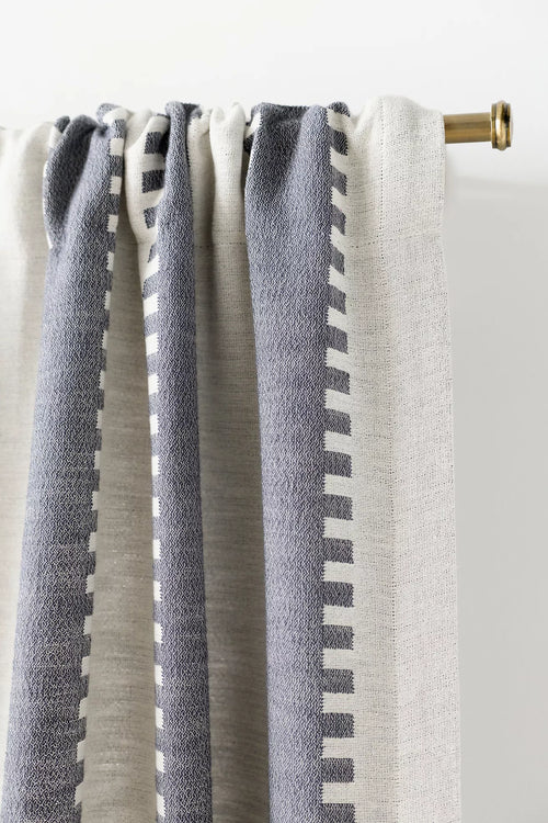 Cotton Jacquard Notched Striped Curtain