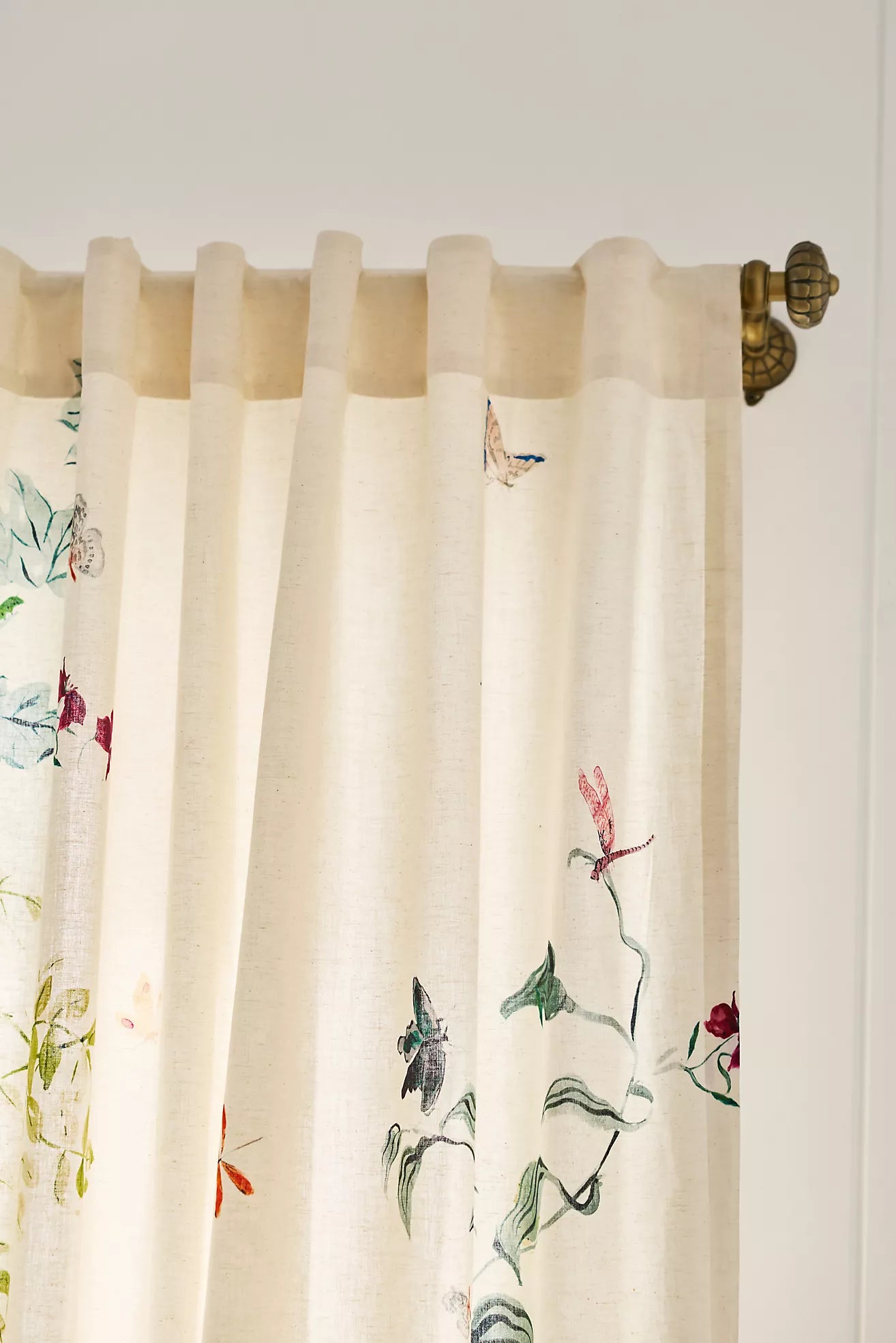 Lya Butterfly Cotton Linen Garden Printed Curtain
