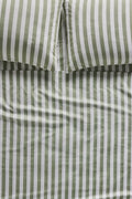 Organic Cotton Printed Sateen Sheet Set - Green Stripe